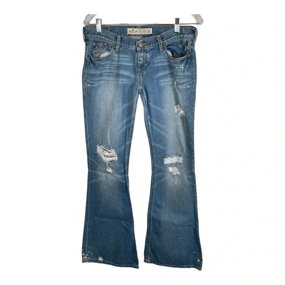 Hollister‎ Distressed Light Washed Bootcut Jeans Size 5L - Picture 1 of 10